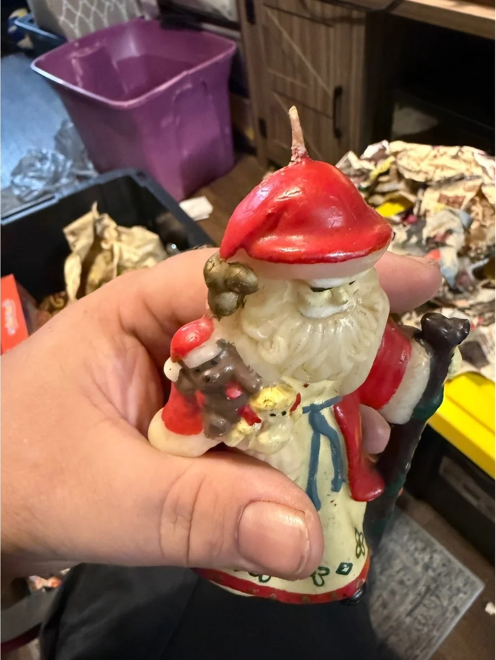 Vintage Santa Claus Christmas Candle Figurine